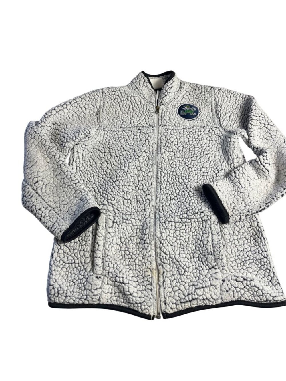 Champion Women's Notre Dame Sherpa Fleece Jacket black & White Full Zip Small